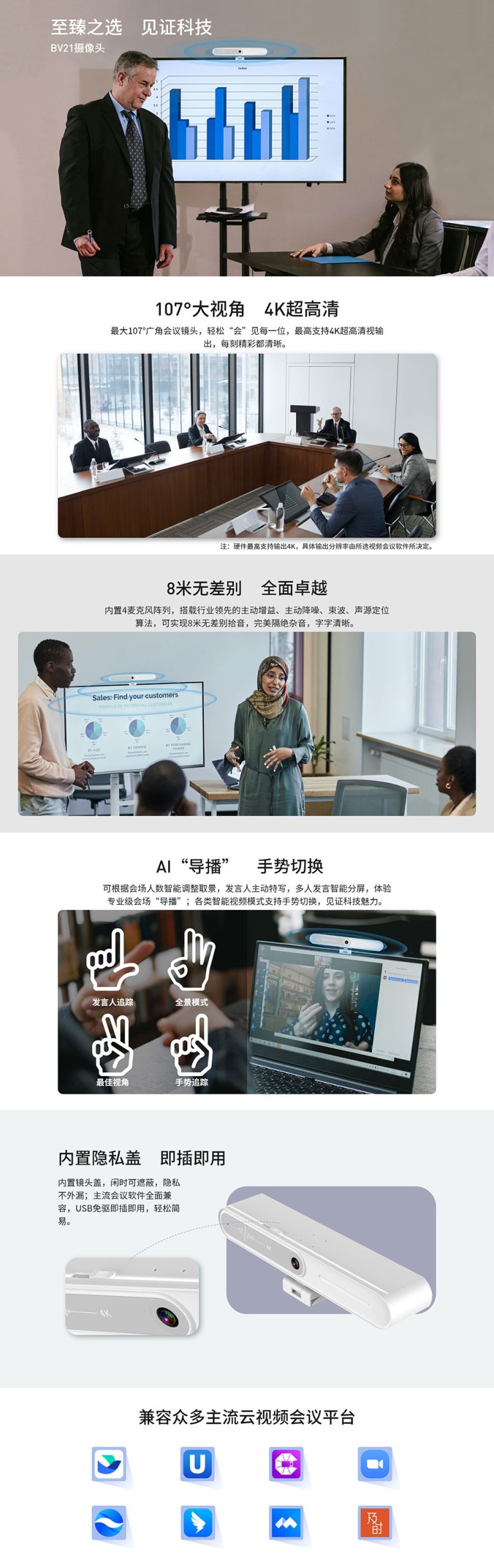视频会议专用智能4K摄像头阵列麦克风一体机 | ScenSmart一站式智能制造平台|OEM|ODM|行业方案